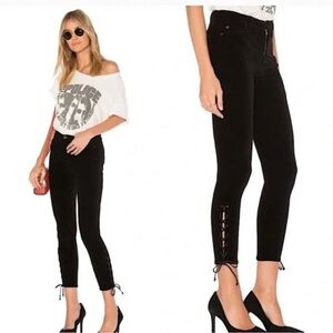 NWT Hudson Nix High Ride Lace Up Hem Crop Pant in Black 28